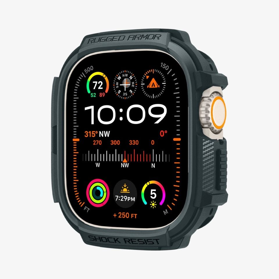 Apple Watch Ultra 2 / Ultra Serisi (49mm) Kılıf, Spigen Rugged Armor Abyss Green