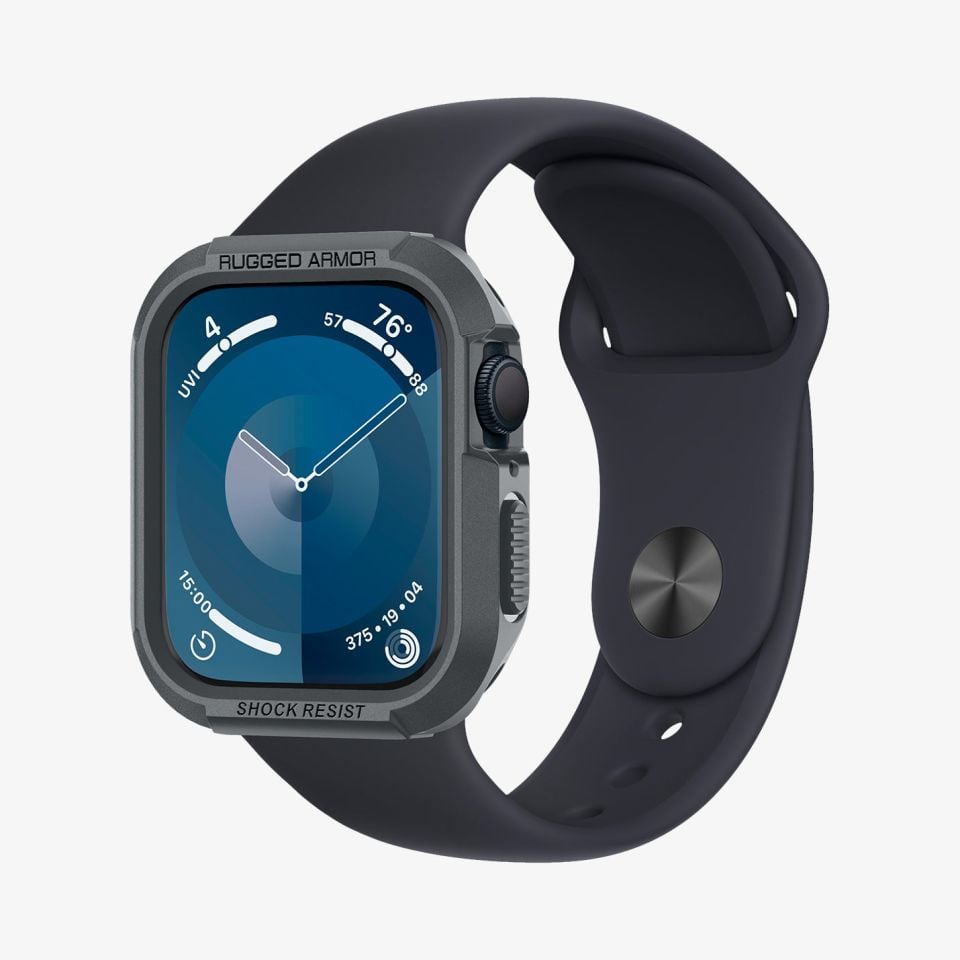 Apple Watch Serisi (44mm / 45mm) Kılıf, Spigen Rugged Armor Dark Gray