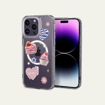 iPhone 14 Pro Kılıf, Ciel by Cyrill Shine Mag Clear Glitter Candyland (MagSafe Uyumlu) Crystal Rose
