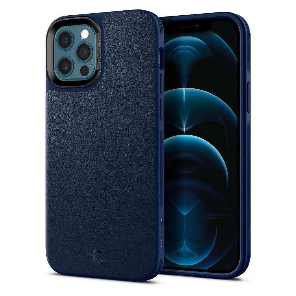 iPhone 12 / iPhone 12 Pro Kılıf, Spigen Ciel by Cyrill Leather Brick (Deri) Navy