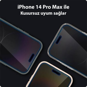 iPhone 14 Pro Max Cam Ekran Koruyucu Kolay Kurulum, Spigen EZ FIT GLAS.tR Privacy