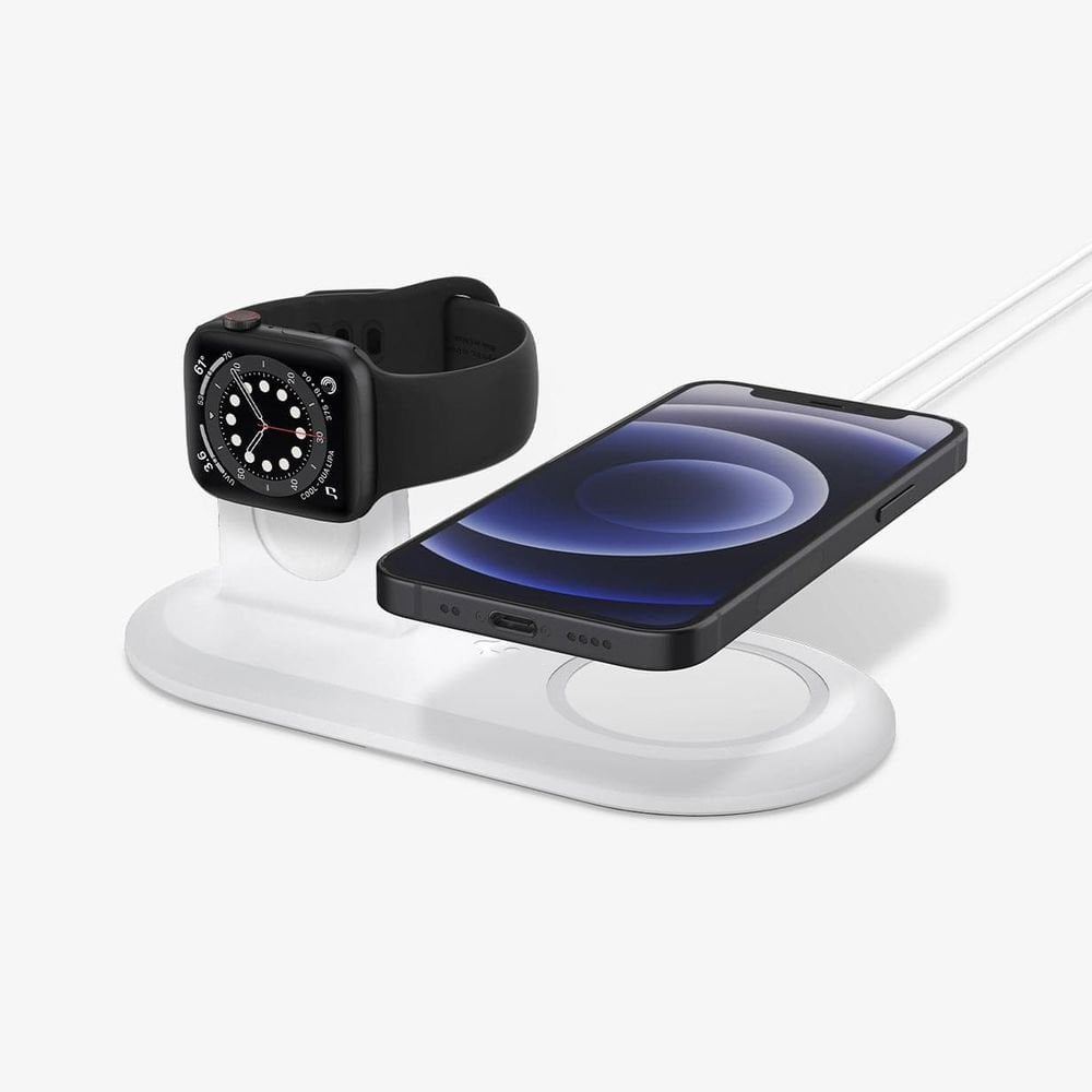 Spigen MagFit Duo 2in1 MagSafe & Apple Watch ile Uyumlu Stand Dock Ünitesi White