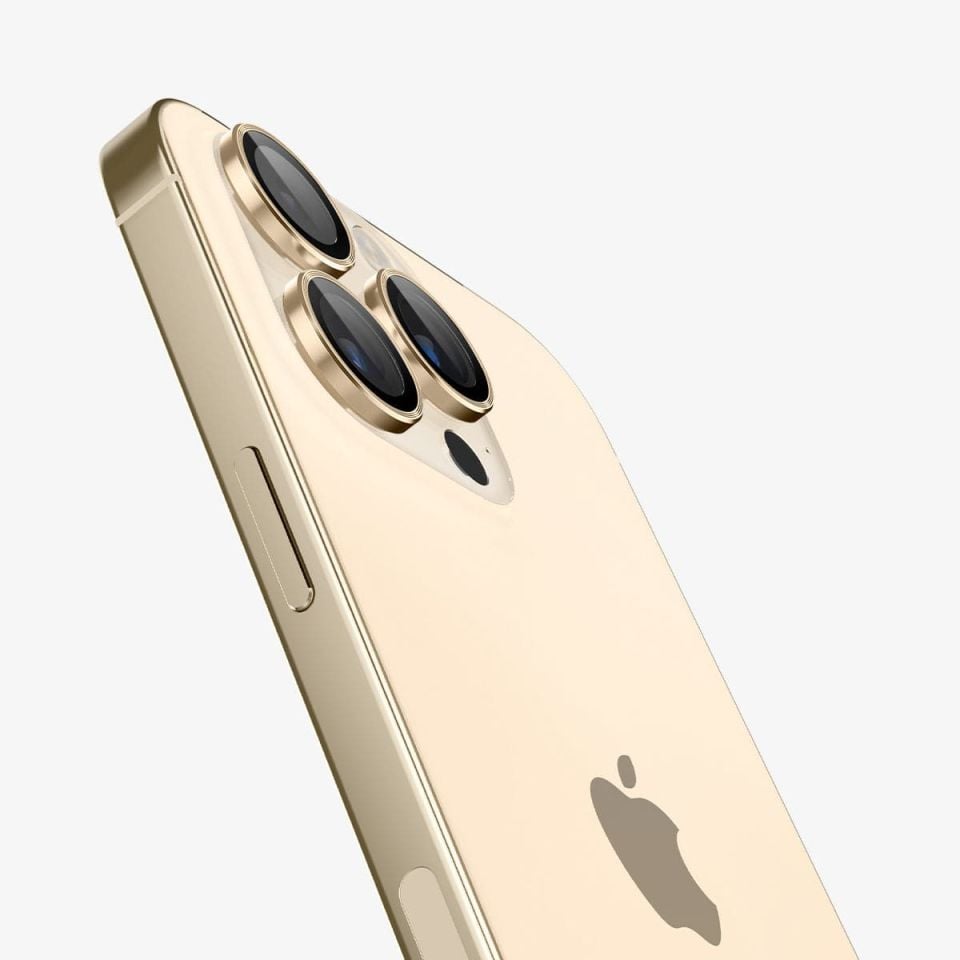 iPhone 14 Pro / iPhone 14 Pro Max Kamera Lens Cam Ekran Koruyucu, Spigen Glas.tR EZ Fit Optik Pro (2 Adet) Gold