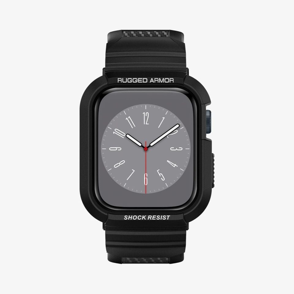 Apple Watch Serisi (44mm / 45mm) Kılıf, Spigen Rugged Armor Pro (Kayış + Kılıf) Black
