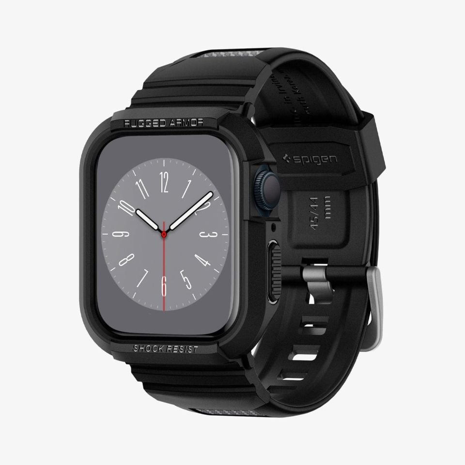 Apple Watch Serisi (44mm / 45mm) Kılıf, Spigen Rugged Armor Pro (Kayış + Kılıf) Black