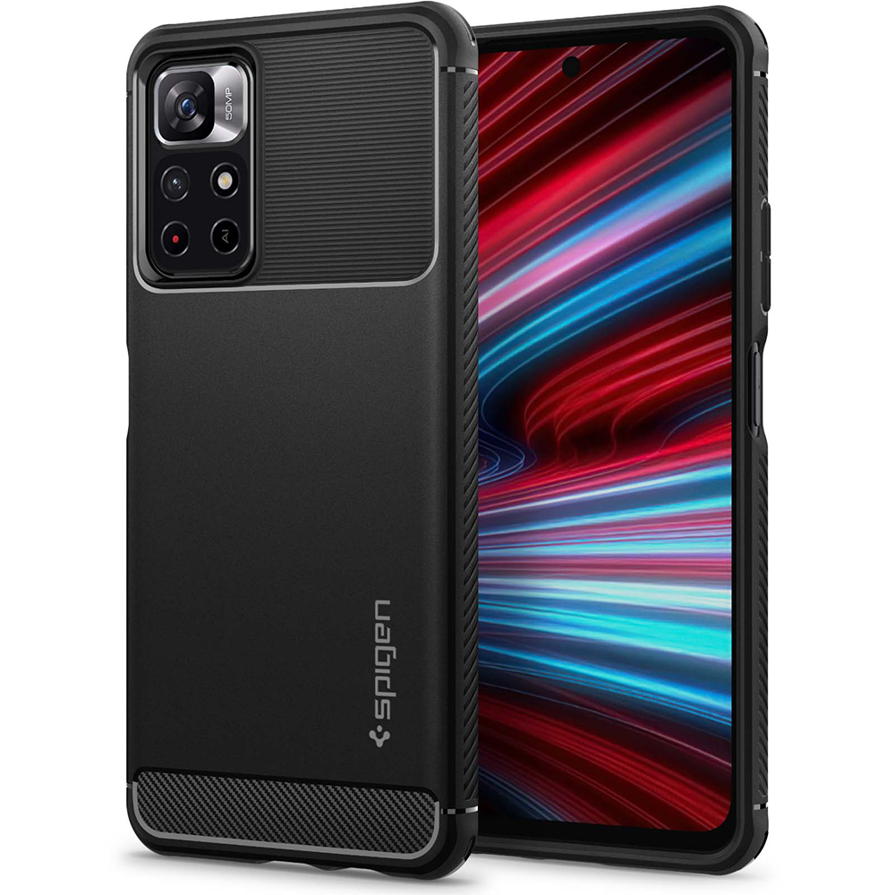 Redmi Note 11T 5G Kılıf, Spigen Rugged Armor Black