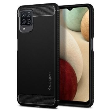 Galaxy A12 Kılıf, Spigen Rugged Armor Matte Black