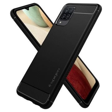 Galaxy A12 Kılıf, Spigen Rugged Armor Matte Black