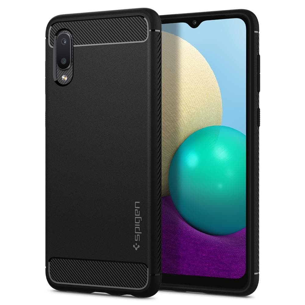 Galaxy A02 / Galaxy M02 Kılıf, Spigen Rugged Armor Matte Black