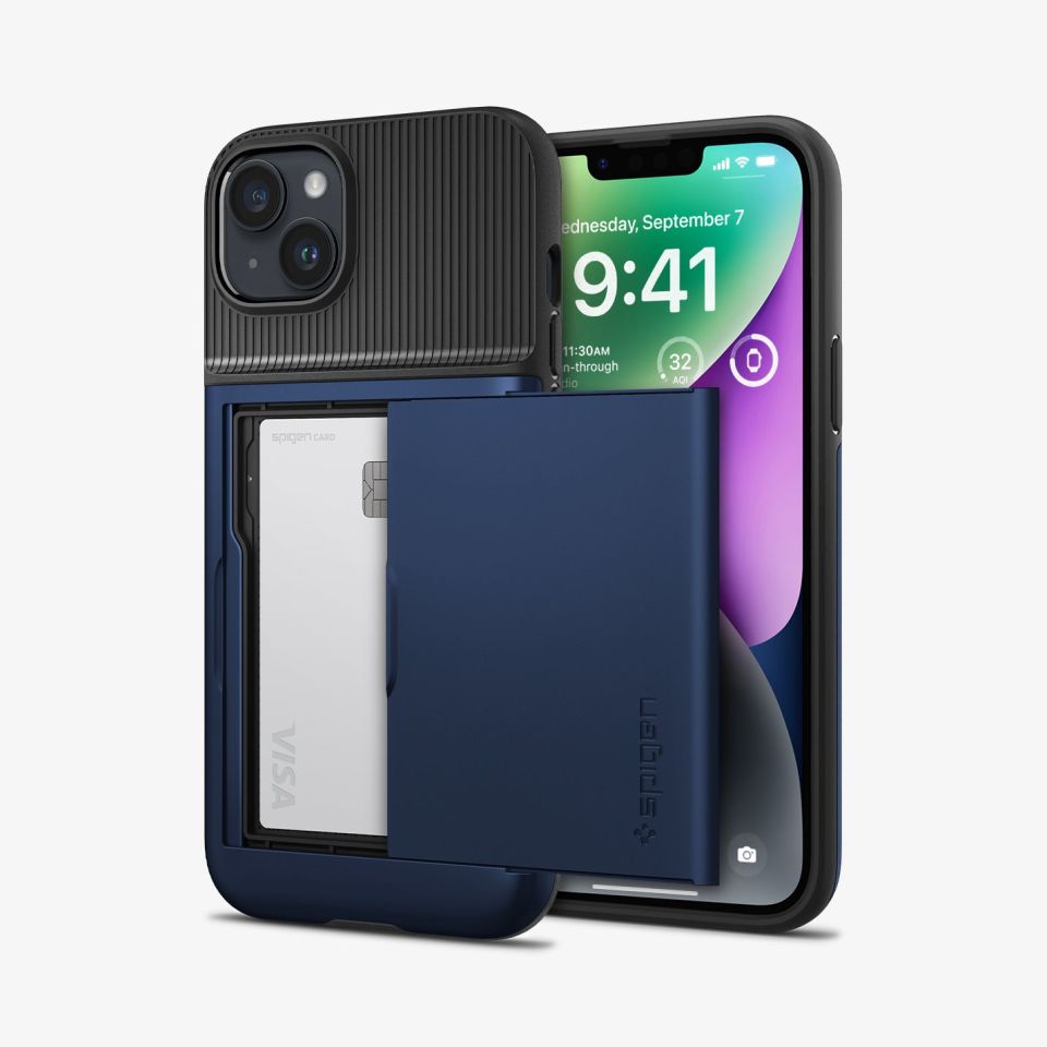 iPhone 14 / iPhone 13 Kılıf, Spigen Slim Armor CS Navy Blue