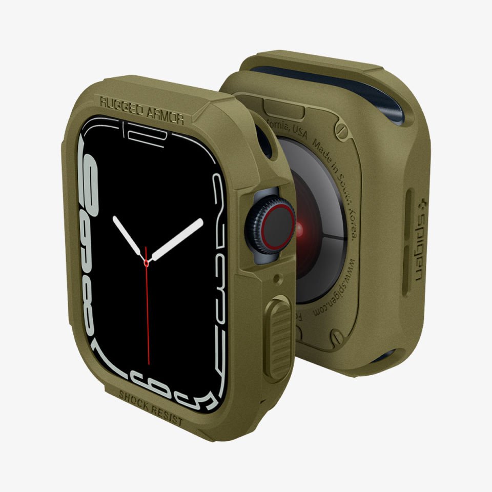 Apple Watch Seri (45mm / 44mm) Kılıf, Spigen Rugged Armor Olive Green