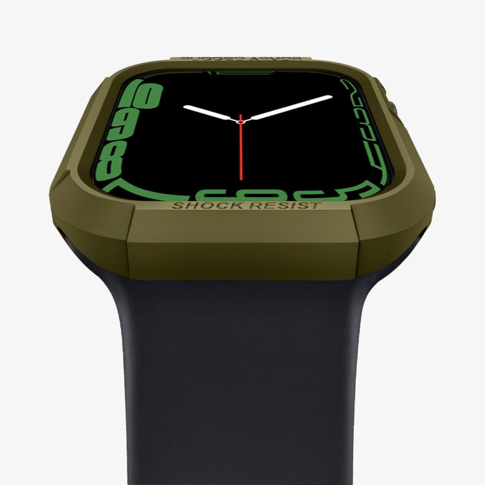 Apple Watch Seri (45mm / 44mm) Kılıf, Spigen Rugged Armor Olive Green