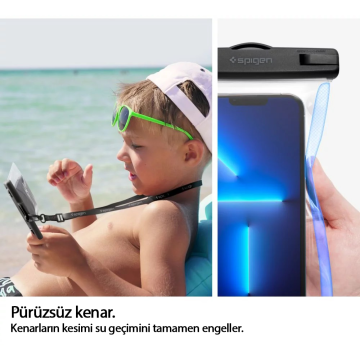 Spigen Aqua Shield WaterProof Universal (Tüm Cihazlarla Uyumlu) IPX8 Sertifikalı Su Geçirmez Kılıf Crystal Clear