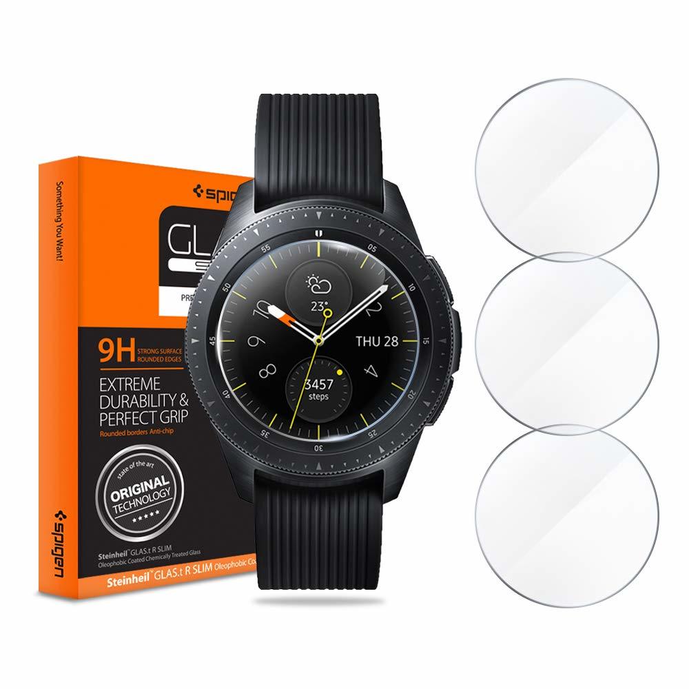 Galaxy Watch (42 mm) Cam Ekran Koruyucu, Spigen Glas.tR Slim (3 Paket)