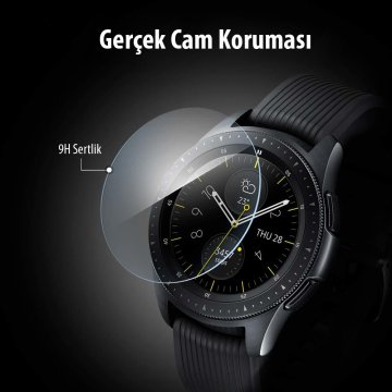 Galaxy Watch (42 mm) Cam Ekran Koruyucu, Spigen Glas.tR Slim (3 Paket)