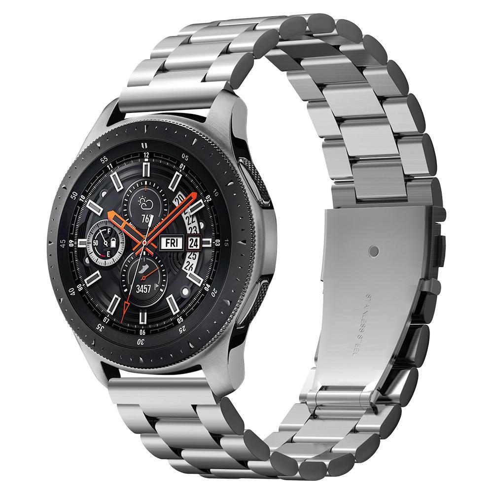 Galaxy Watch Serisi (40mm / 41mm / 42mm / 44mm / 45mm / 46mm) Kayış Kordon, Spigen Band Modern Fit (22mm) Silver