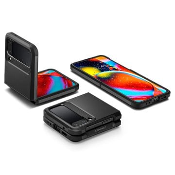 Galaxy Z Flip 4 Kılıf, Spigen Tough Armor Black