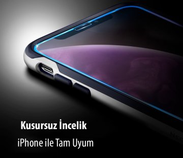 iPhone 11 Pro/XS/X Cam Ekran Koruyucu, Spigen Full Cover Glass Black
