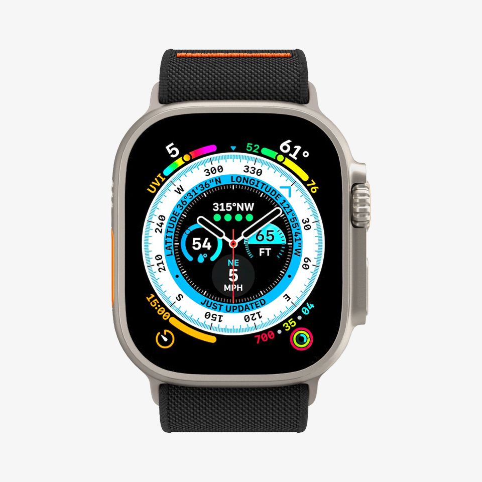 Apple Watch Serisi (49mm/45mm/44mm/42mm) Kayış Kordon, Spigen Watch Band Lite Fit Ultra Black