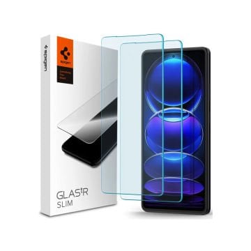 POCO X5 Pro 5G / Redmi Note 12 Pro+ 5G / Note 12 Pro 5G Cam Ekran Koruyucu, Spigen Glas.tR Slim (2 Adet)