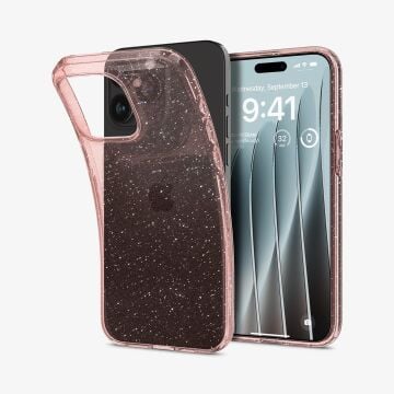 iPhone 15 Pro Max Kılıf, Spigen Liquid Crystal Glitter Rose Quartz