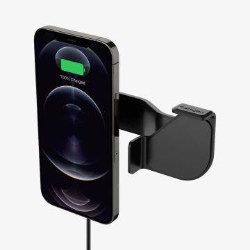 Spigen OneTap Pro Kablosuz Şarj Cihazı MagFit Tesla Model Y & 3 Uyumlu Ekran Üstü Araç Tutucu ITT90W Black