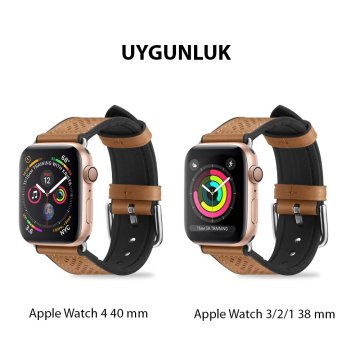 Apple Watch Serisi (41mm/40mm/38mm) Kayış Kordon, Spigen Watch Band Lite Fit Brown