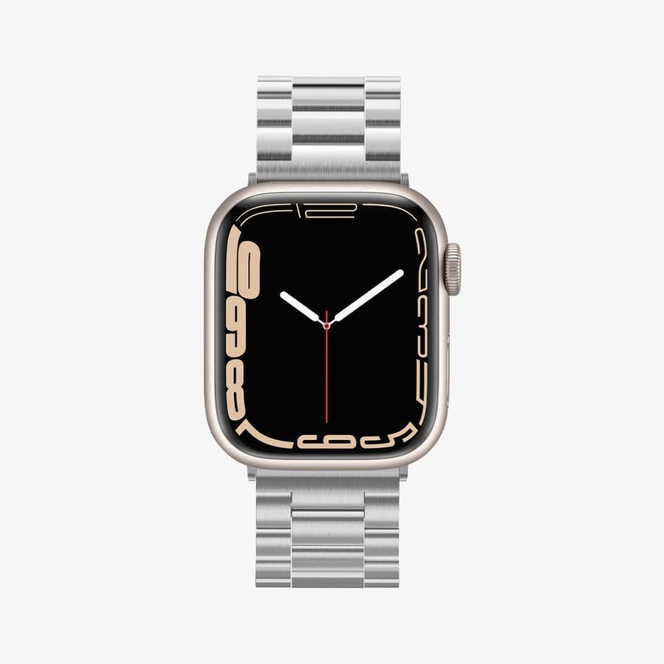 Apple Watch Serisi (49mm/45mm/44mm/42mm) Kayış Kordon, Spigen Watch Modern Fit Silver