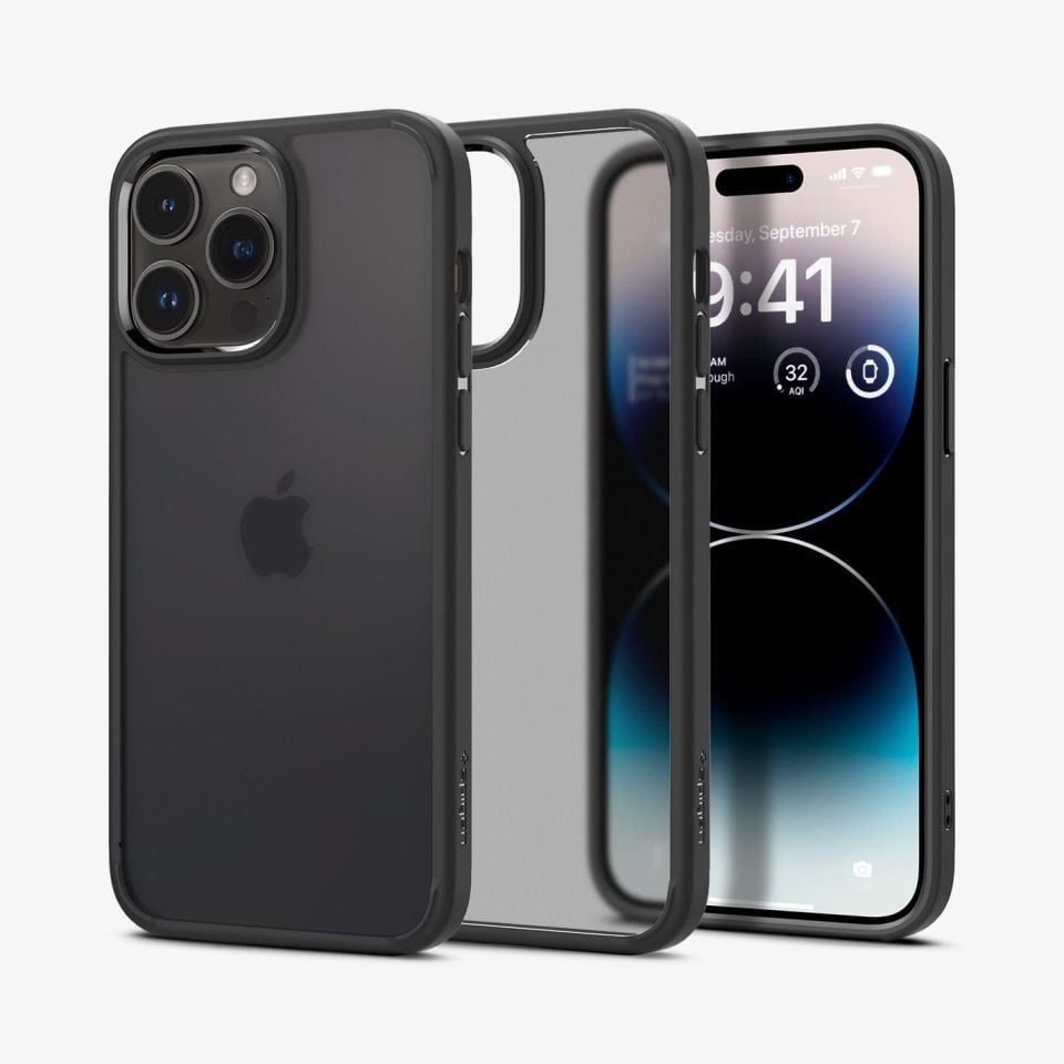 iPhone 14 Pro Kılıf, Spigen Ultra Hybrid Matte Frost Black