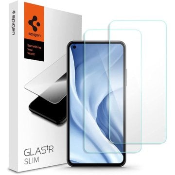 Mi 11 Lite / Mi 11 Lite 5G Cam Ekran Koruyucu, Spigen GLAS.tR SLIM (2 Adet)