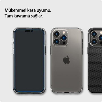 iPhone 14 Pro Max Cam Ekran Koruyucu, Spigen Kolay Kurulum Glas.tR AlignMaster Full Cover (2 Adet) Black