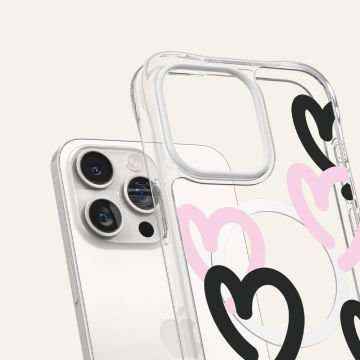 iPhone 15 Pro Kılıf, Ciel By Cyrill Cecile Mag Manifest (Magsafe Uyumlu) Doodle Hearts BlackPink