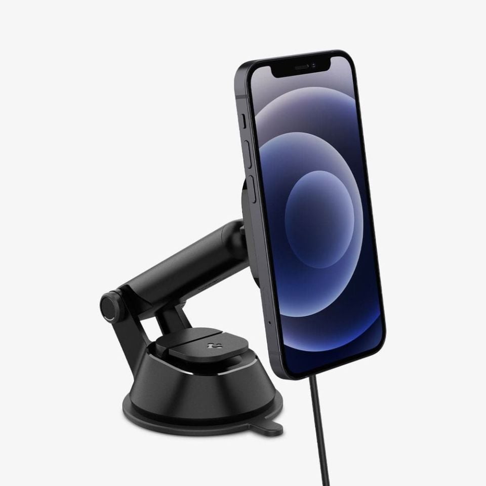 Spigen OneTap Pro Dashboard Araç Tutacağı + MagSafe Manyetik Kablosuz Şarj Cihazı iPhone 15 / iPhone 14 / iPhone 13 / iPhone 12 Serisi ile Uyumlu ITS35W