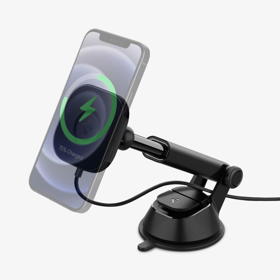 Spigen OneTap Pro Dashboard Araç Tutacağı + MagSafe Manyetik Kablosuz Şarj Cihazı iPhone 15 / iPhone 14 / iPhone 13 / iPhone 12 Serisi ile Uyumlu ITS35W