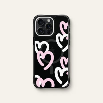 iPhone 15 Pro Kılıf, Ciel By Cyrill UltraSheer Mag Doodle Hearts (Magsafe Uyumlu) Black