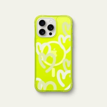 iPhone 15 Pro Kılıf, Ciel By Cyrill UltraSheer Mag Doodle Hearts (Magsafe Uyumlu) Lime