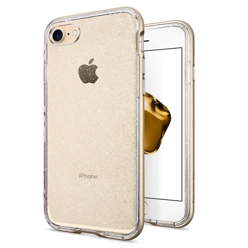iPhone SE 2020 / iPhone 8/7 Uyumlu Kılıf, Spigen Neo Hybrid Crystal Glitter Champagne Gold