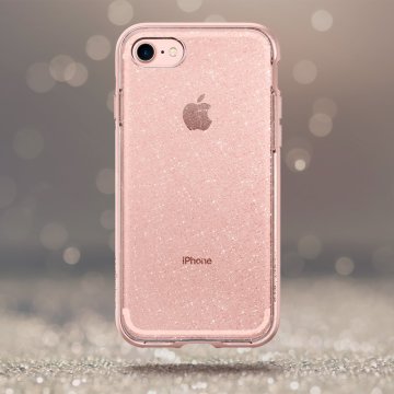 iPhone SE 2020 / iPhone 8/7 Uyumlu Kılıf, Spigen Neo Hybrid Crystal Glitter Rose Gold