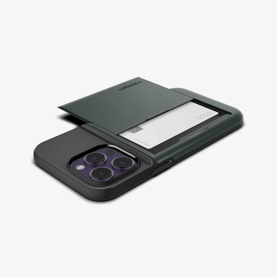 iPhone 14 Pro Max Kılıf, Spigen Slim Armor CS Wallet Green