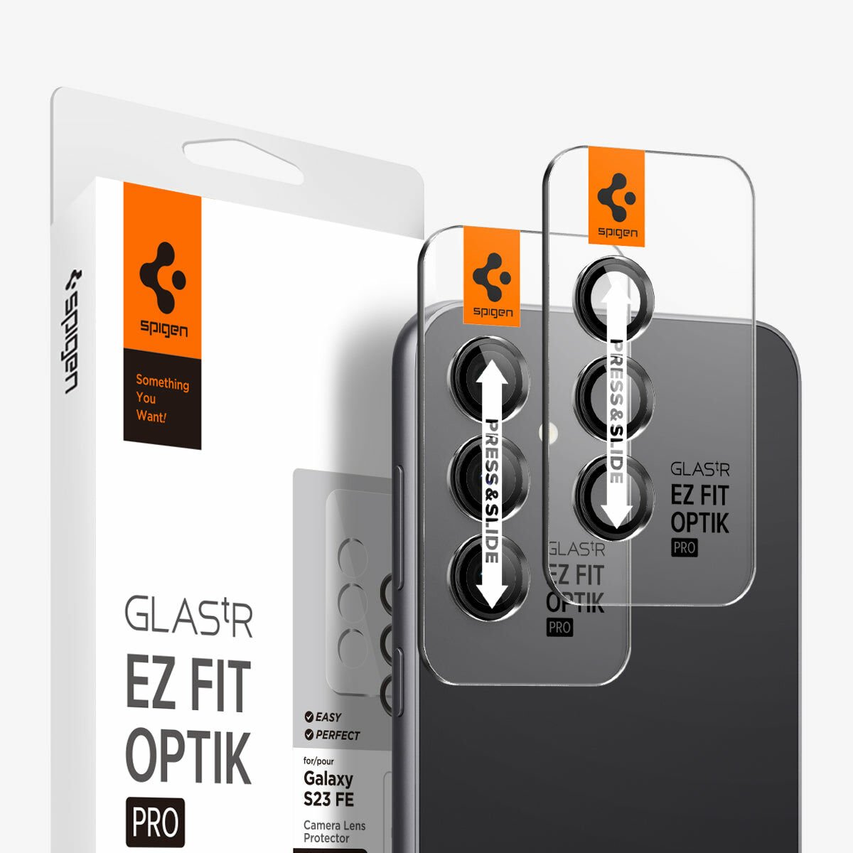 Galaxy S23 FE Kamera Lens Cam Ekran Koruyucu, Spigen Glas.tR EZ Fit Optik Pro (2 Adet) Black