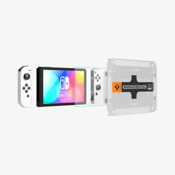 Spigen Nintendo Switch OLED ile Uyumlu Cam Ekran Koruyucu Kolay Kurulum GLAS.tR EZ Fit Slim HD (2 Adet) Clear