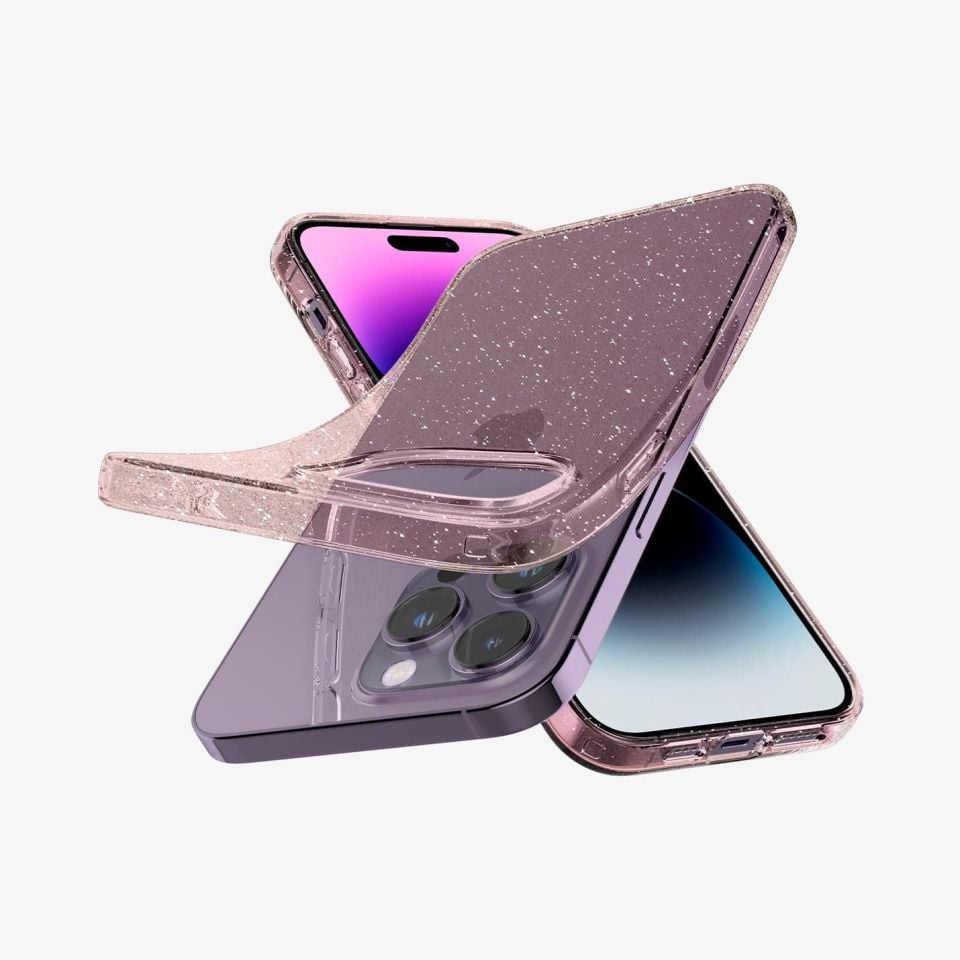 iPhone 14 Pro Kılıf, Spigen Liquid Crystal Glitter Rose Quartz