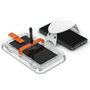 Galaxy S21 Ultra Kavisli Cam Ekran Koruyucu Tam Kaplayan, Spigen Glas.tR Platinum Perfect Fit Parmak İzi Uyumlu (UV Işık Dahil)