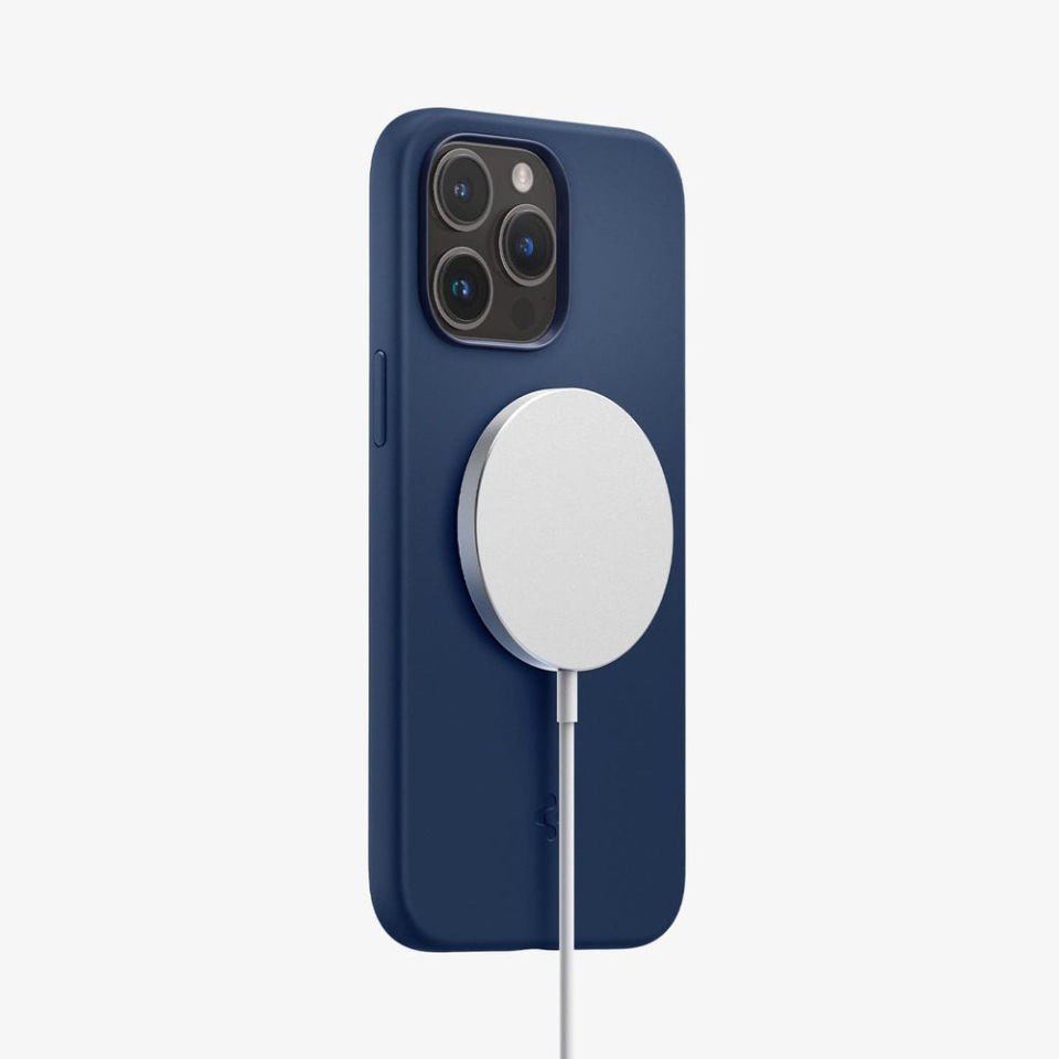 iPhone 14 Pro Kılıf, Spigen Silicone Fit MagFit (MagSafe Uyumlu) Navy Blue