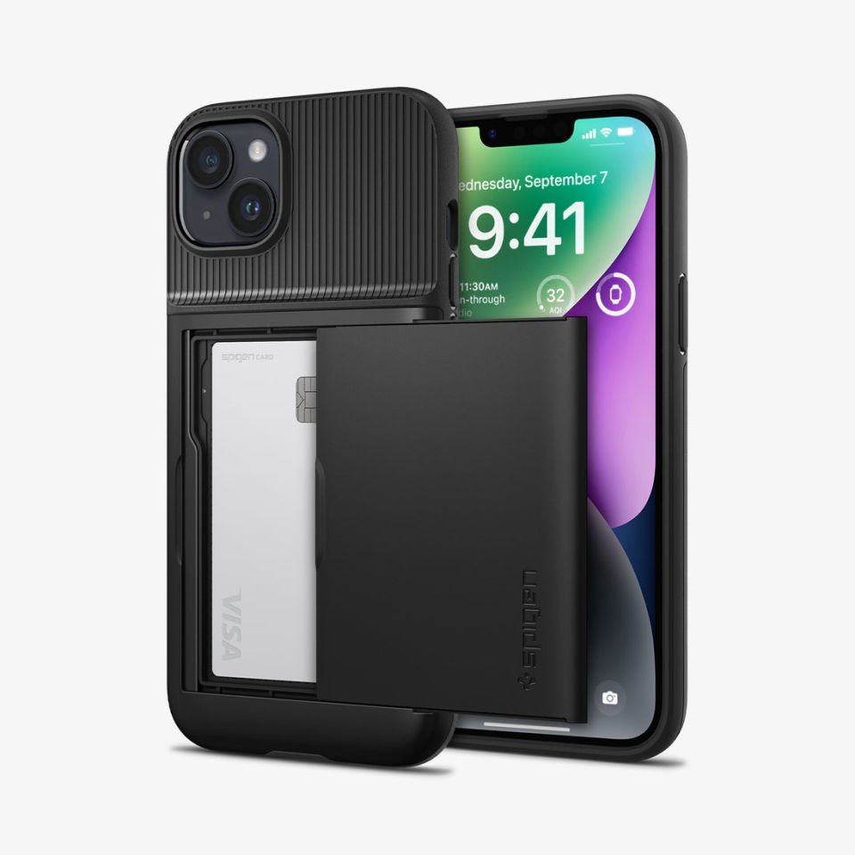 iPhone 14 Plus Kılıf, Spigen Slim Armor CS Wallet Black