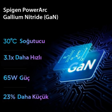 Spigen PowerArc ArcStation Pro 65W Hızlı Şarj Cihazı Gallium Nitride (GaN) (Tek Kullanımda 60W / Çift Kullanımda 1.Port 45W + 2.Port 20W) White PE2007 White