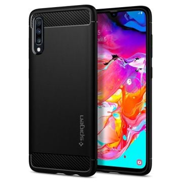 Galaxy A70 Kılıf, Spigen Rugged Armor Matte Black