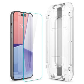 iPhone 15 Plus Cam Ekran Koruyucu Kolay Kurulum, Spigen Glas.tR EZ Fit Slim HD (2 Adet)