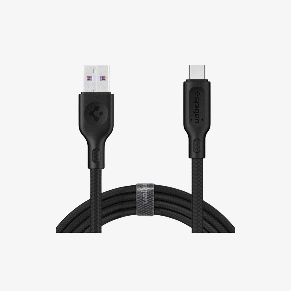 Spigen DuraSync Type-C to USB 2.0 Hızlı Şarj ve Data Kablo (1.5 Metre) C10HS Black