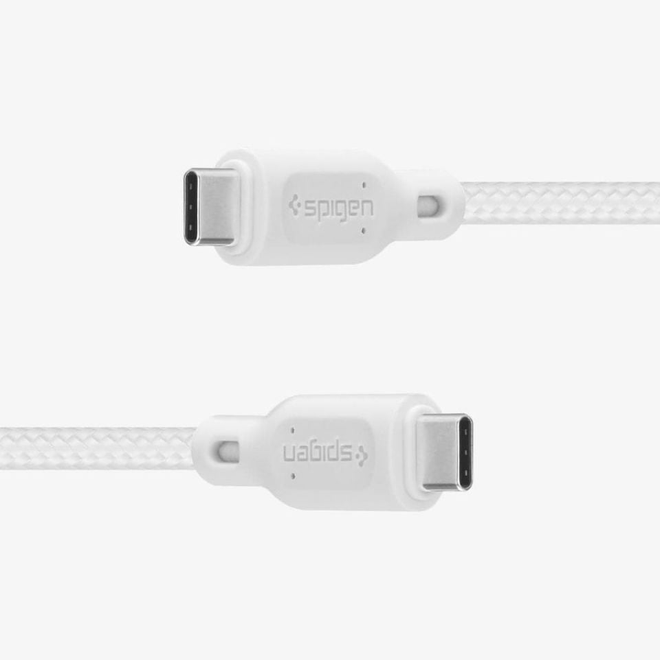 Spigen DuraSync Type-C to Type-C USB 2.0 60W Hızlı Şarj ve 480mb/s Data Hızı Kablo (1.5 Metre) C11C1 White